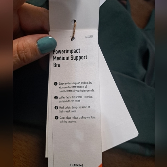 NWT ADIDAS TRAINING SPORTS BRA IN SHADOW GREEN - Picture 12 of 12